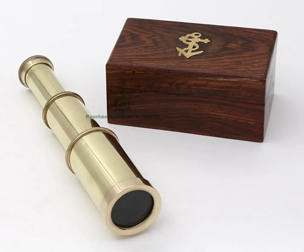 RII Antique Decor Spyglass Pirate Telescope with Leather Case Handheld Telescope for Adventure Enthusiasts Monocular Nautical Decor for Gifting Travellers 6"